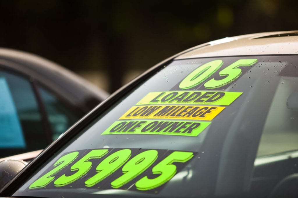 Used car on car lot